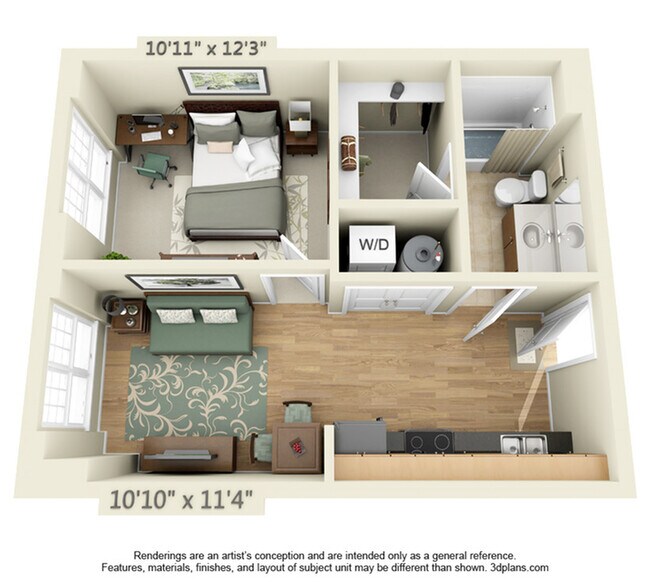 1 bedroom 1 bathroom-A4A Private floor plan